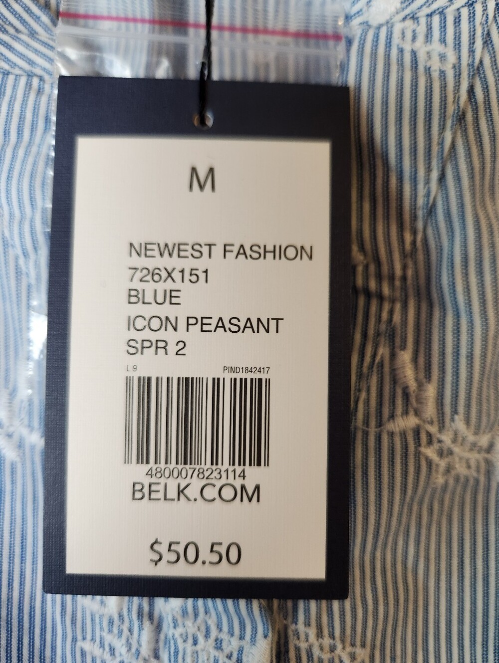 Crown & Ivy Blue/White Icon Textured 1/4 Button Sleeveless Peasant Blouse NWT - Picture 8 of 13